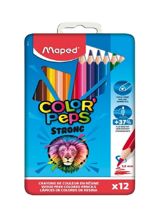 مابد مجموعة أقلام تلوين في علبة معدنية من 12 قطعة متعدد الألوان