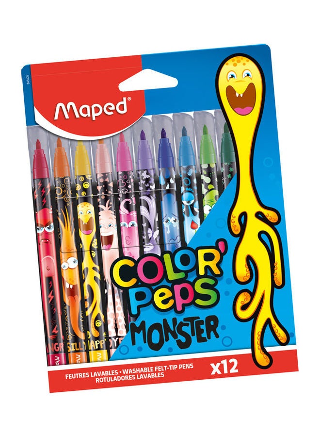 مابد أقلام لباد بطبعة وحوش، 12 قطعة متعدد الألوان - Image 1