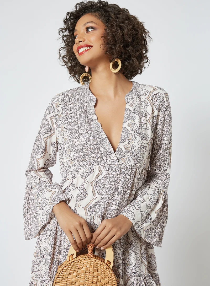 ONLY All-Over Print Dress White