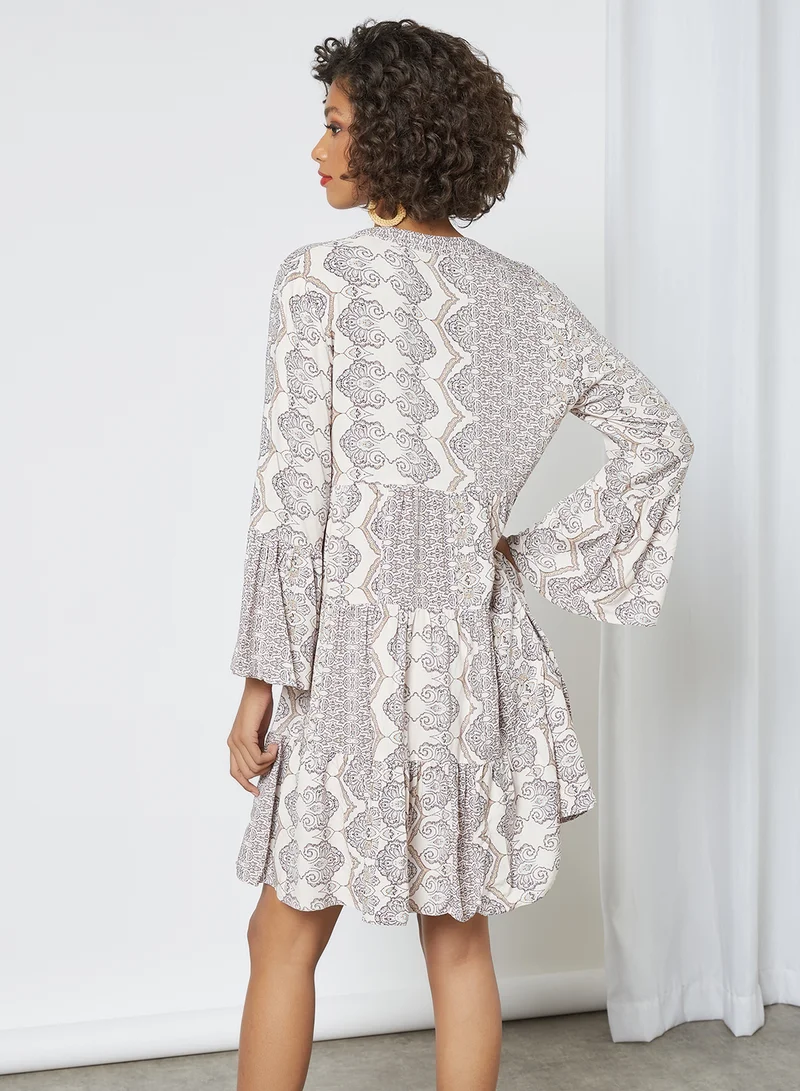 ONLY All-Over Print Dress White