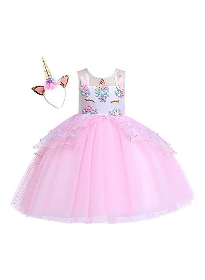 فانسي دريسويل فستان فاخر بتصميم يونيكورن مع ربطة رأس - Image 1