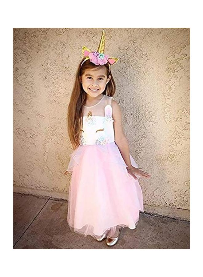 فانسي دريسويل فستان فاخر بتصميم يونيكورن مع ربطة رأس - Image 2