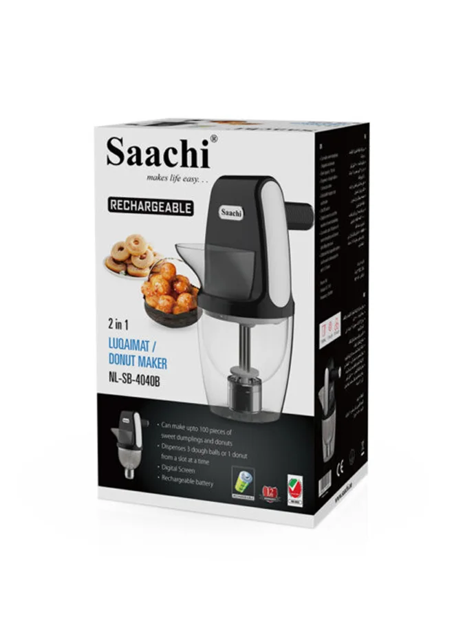 Saachi 2-In-1 Portable Luqaimat/Donut Maker - Can Make Upto 100 Luqaimat, Sweet Dumplings and Donuts at a Time 5 W NL-SB-4040B-BK Black