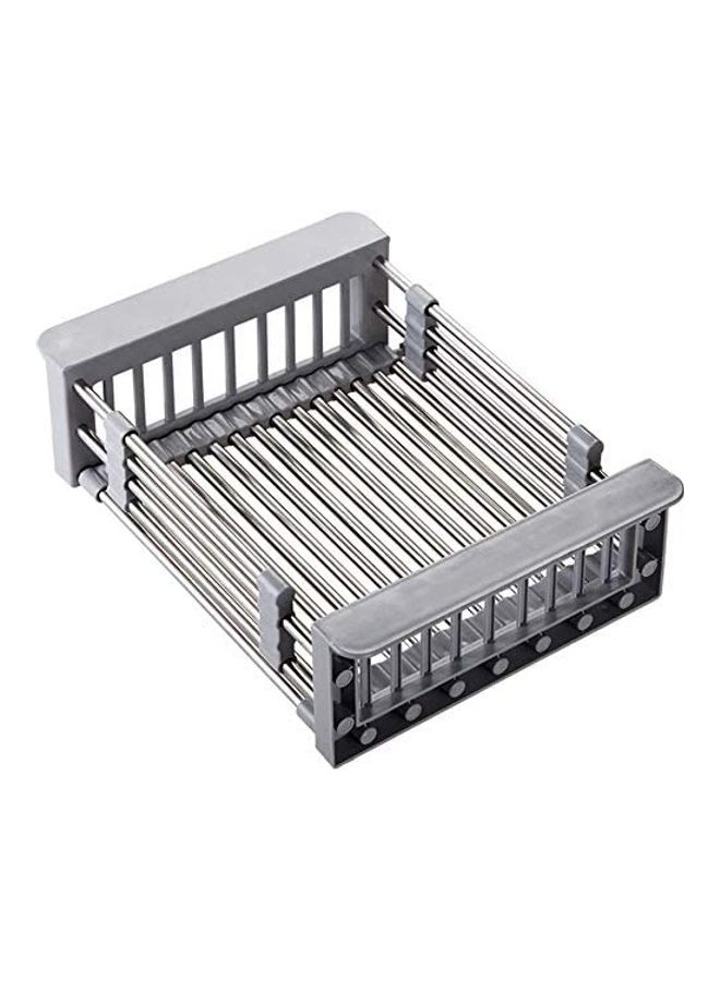 Orchid Expandable Dish Drying Rack Over Sink Stainless Steel Adjustable Basket Drainer Functional Kitchen Sink Organizer For Vegetable And Fruit Silver 