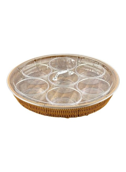 Round Breakfast Tray Brown/Clear 40cm