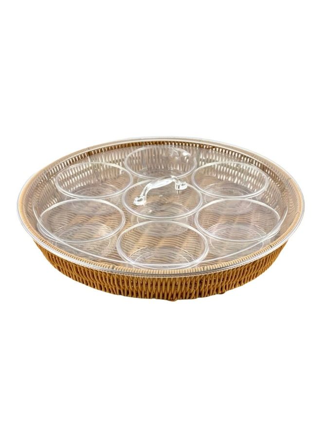 AFAQ Round Breakfast Tray Brown/Clear 40cm  - Image 1
