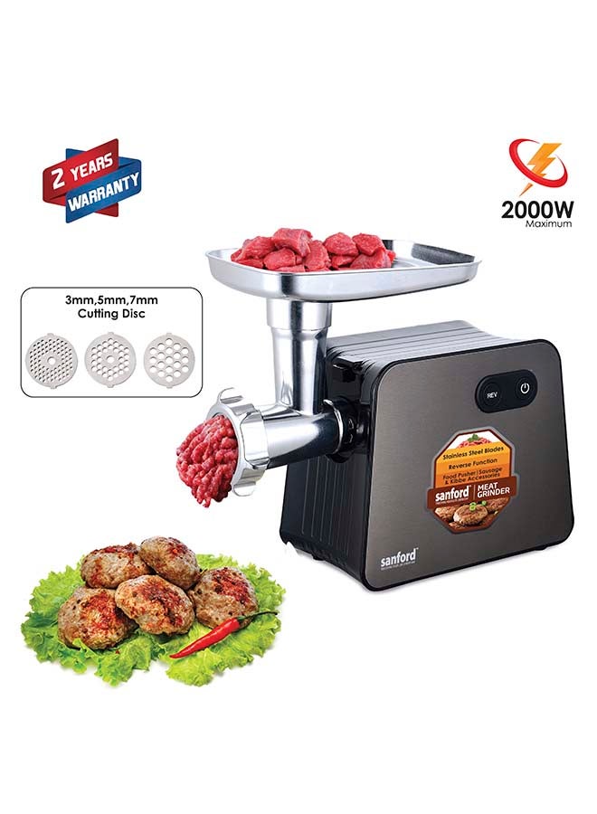 Sanford - Meat Grinder Mincer 2000W 2000.0 W SF5858MG B Black/Silver - Image 1