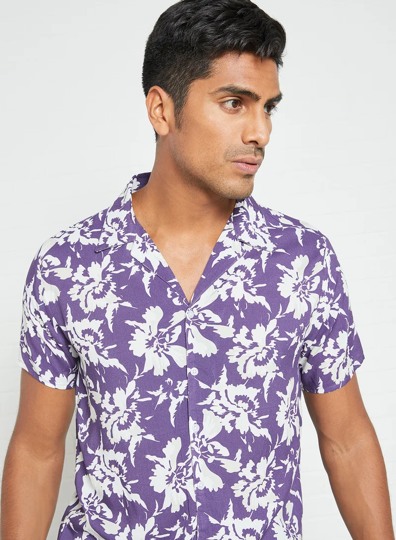 Sivvi x D'Atelier Floral Print Shirt Purple