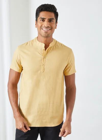Sivvi x D'Atelier Mandarin Collar Neck Shirt Yellow