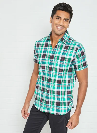 Sivvi x D'Atelier Checkered Short Sleeve Shirt Green