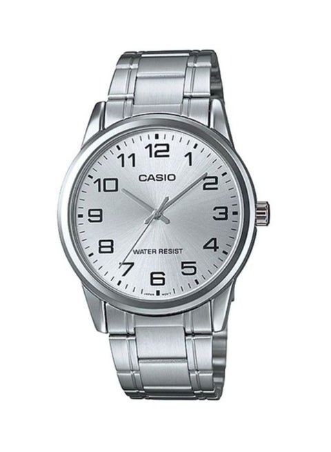 Men's Enticer Water Resistant Stainless Steel Analog Watch MTP-V001D-7BUDF - 38 mm - Silver