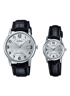 Leather Analog Quartz Watch Set MTP/LTP-V002L-7BUDF