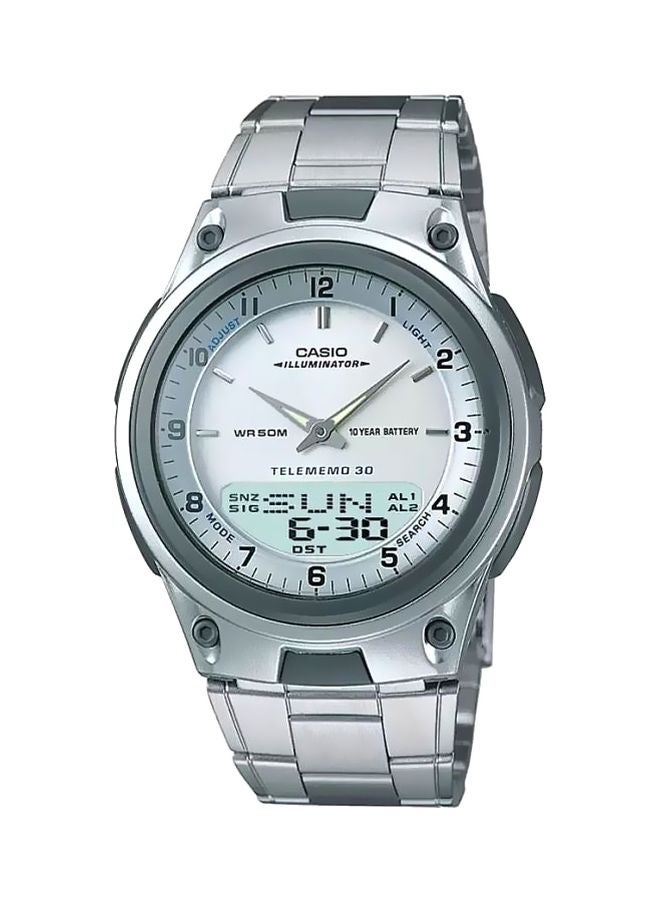 CASIO - Men's Stainless Steel Analog & Digital Quartz Watch AW-80D-7AVDF - 40 mm - Silver - Image 1