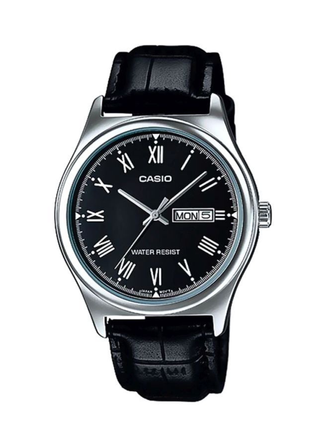 CASIO - Men's Leather Analog Quartz Watch MTP-V006L-1BUDF - 38 mm - Black - Image 1