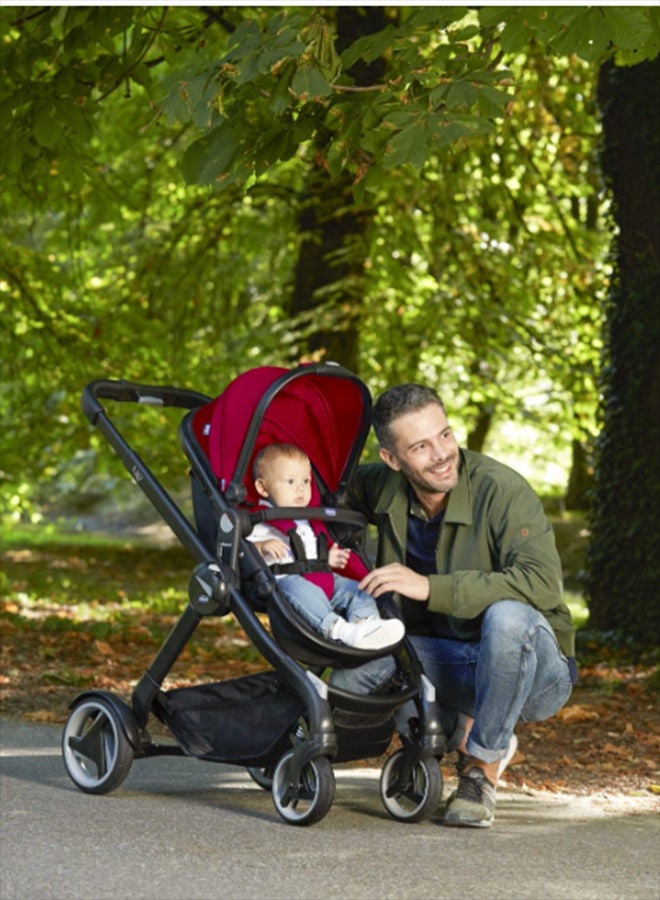 Fully Single Convertible 2-In-1 Stroller 0M-3Y, Red Passion