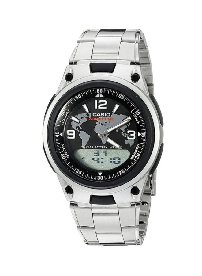 كاسيو ساعد يد بعقارب/ رقمية وسوار من الإستانلس ستيل طراز AW-80D-1A2 للرجال - Image 1