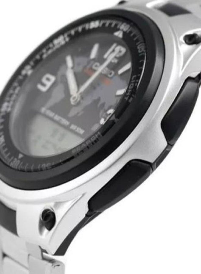 كاسيو ساعد يد بعقارب/ رقمية وسوار من الإستانلس ستيل طراز AW-80D-1A2 للرجال - Image 4