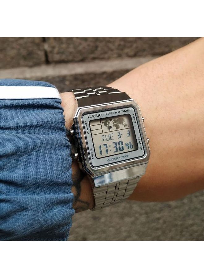 CASIO - Men's Water Resistant Digital Watch A500WA-7 - 34 mm - Silver - Image 1