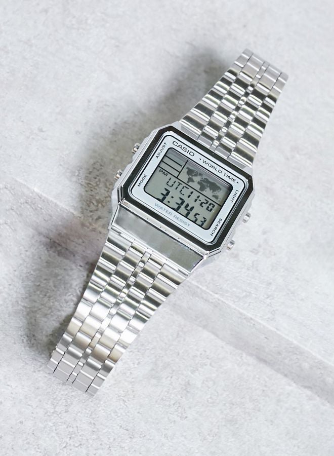 CASIO - Men's Water Resistant Digital Watch A500WA-7 - 34 mm - Silver - Image 1