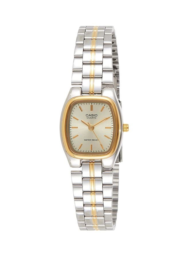 كاسيو ساعة يد بعقارب مقاومة للماء طراز LTP-1169G-9A - قياس 22 مم - فضي/ذهبي للنساء - Image 1