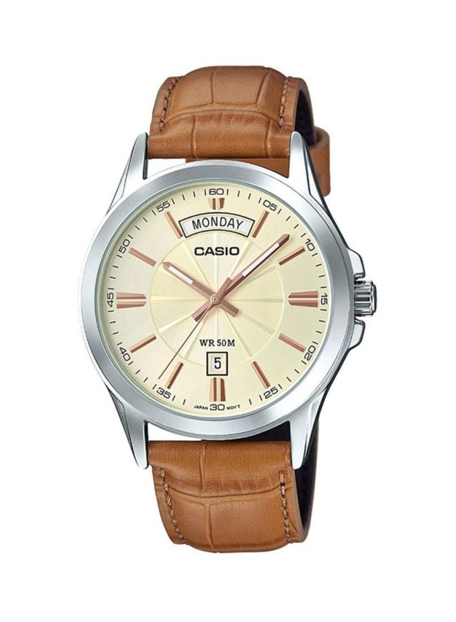 CASIO Men's Enticer Water Resistant Analog Watch MTP-1381L-9AVDF - 47 mm - Tan - Image 1