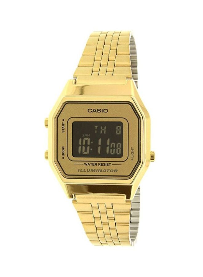 كاسيو ساعة يد كوارتز رقمية بسوار من الإستانلس ستيل طراز LA680WGA-9DF - مقاس 34 مم - لون ذهبي للنساء - Image 1