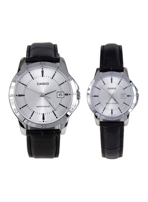 Leather Strap Couple Wrist Watch MTP/LTP-V004L-7AUDF