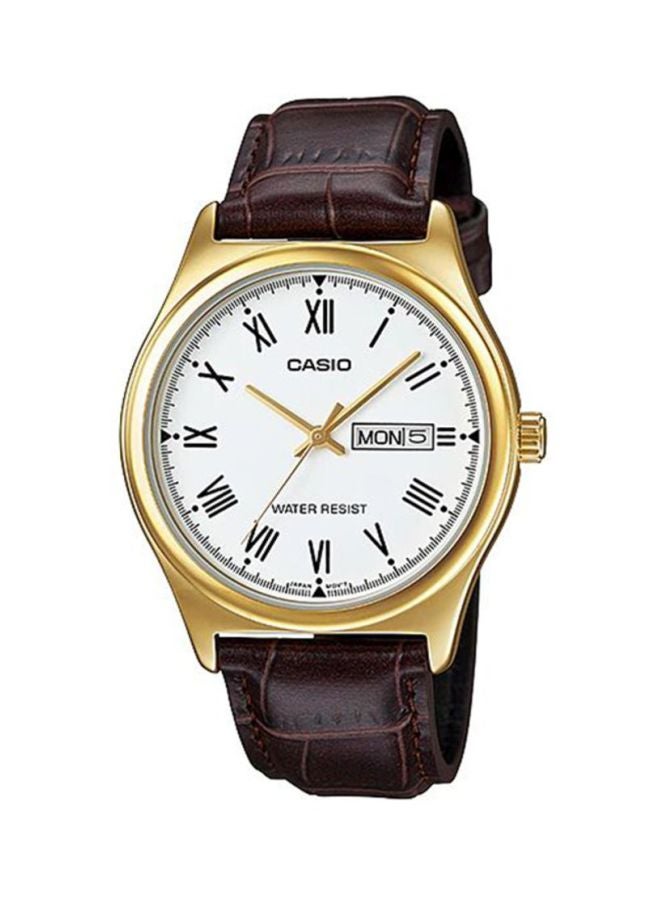 كاسيو ساعة يد بعقارب مقاومة للماء من إنتايسر طراز MTP-V006GL-7B - مقاس 45 مم - لون بني للرجال - Image 1