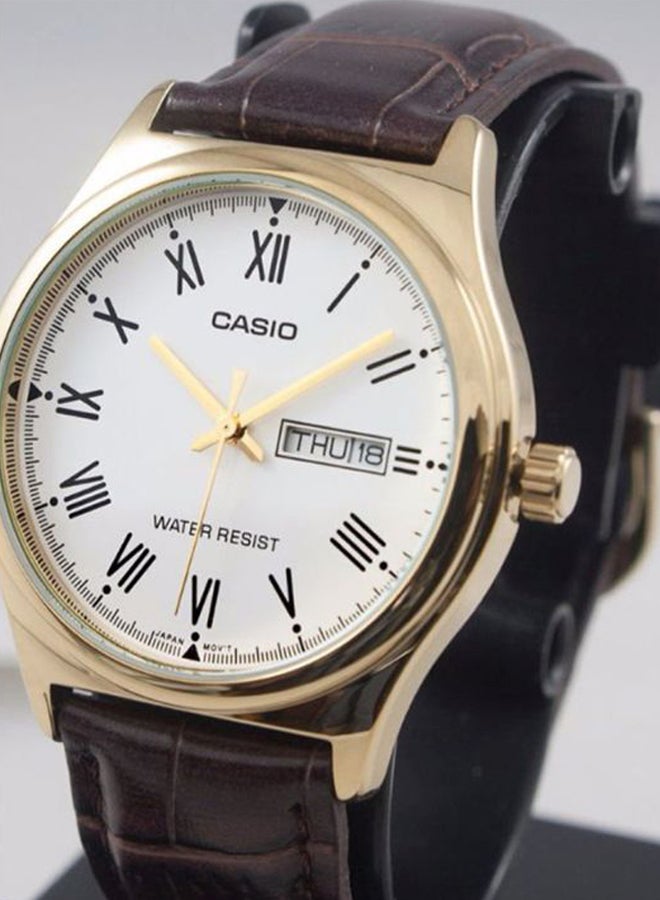 كاسيو ساعة يد بعقارب مقاومة للماء من إنتايسر طراز MTP-V006GL-7B - مقاس 45 مم - لون بني للرجال - Image 4