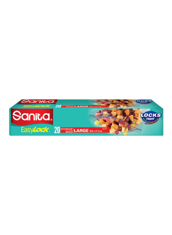 Sanita Easy Lock Large Food Storage Bags - 20 bag 26.8x 27.3cm 