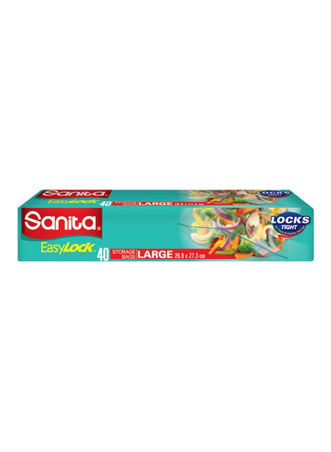 Sanita - Easy Lock Large Food Storage Bags - 40 bag 26.8x 27.3cm - Image 1