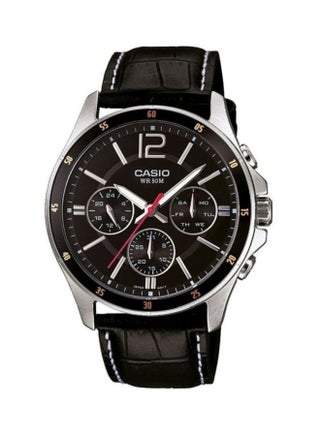 Men's Water Resistant Leather Enticer Analog Watch MTP1374L-1A - 44 mm - Black - v1624438666/N12072807A_1