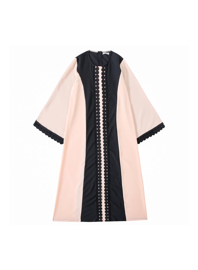 Hanyimidoo Stylish Fashionable Abaya Pink/Black - Image 1