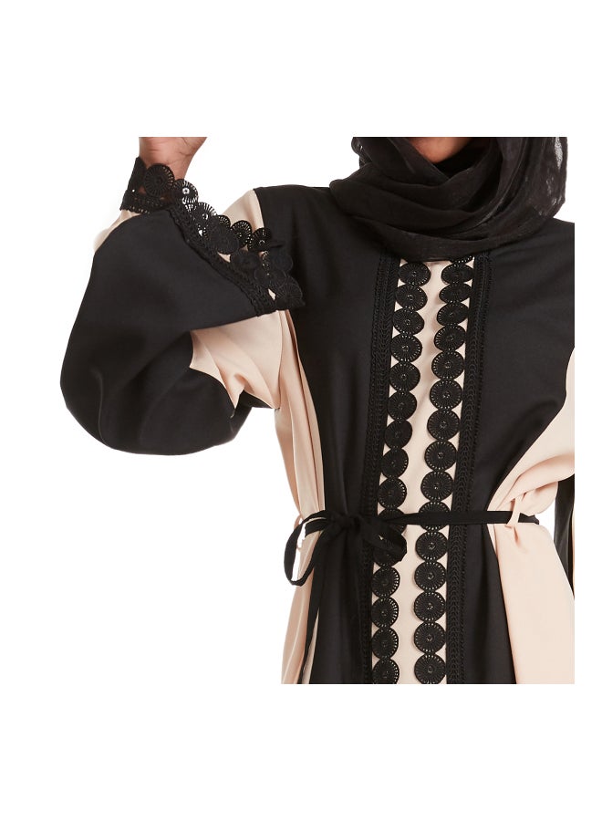 Hanyimidoo Stylish Fashionable Abaya Pink/Black - Image 3