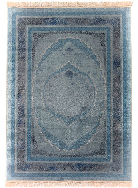 Rectangular Soft Touch Carpet Blue/Beige/Black 120x80cm