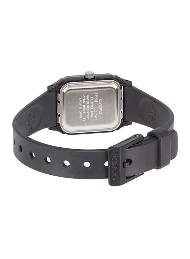 كاسيو ساعة يد بعقارب وسوار من الراتنج مقاومة للماء طراز LQ-142-1B - 32 مم - لون أسود للنساء - Image 2