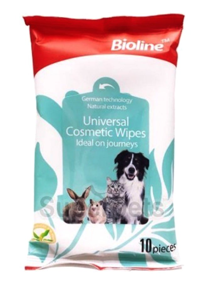 بايولاين مناديل مبللة تجميلية عالمية بلون أبيض من 10 قطع