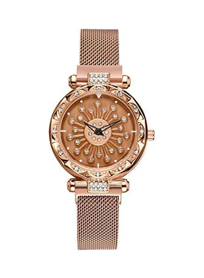 Stainless Steel Analog Wrist Watch - 38 mm - Gold - Image 1