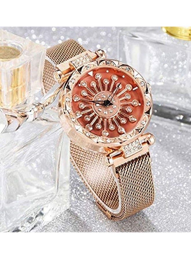 Stainless Steel Analog Wrist Watch - 38 mm - Gold - Image 2