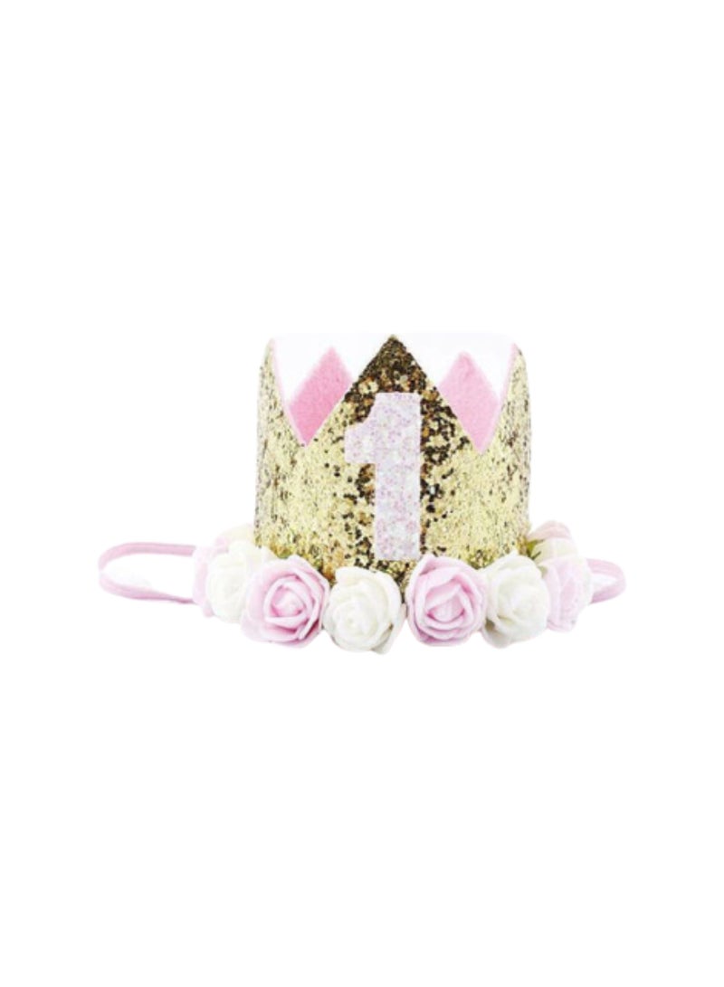 Baby Girl First Birthday Decor Flower Party Cap Crown