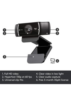 Logitech C922 Pro Stream Webcam Black  - Image 2