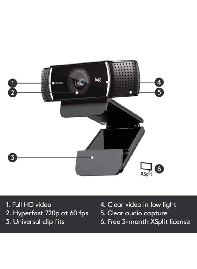 Logitech - C922 Pro Stream Webcam Black - Image 1