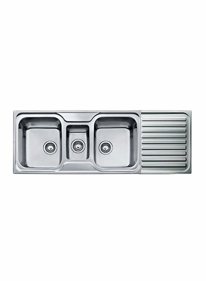 TEKA Classic 2½B 1D Inset Stainless Steel Two Bowls And One Drainer Sink Silver 1400x500x190mmmm - Image 2