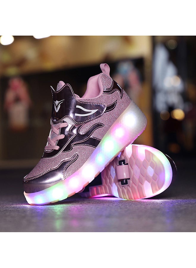 LED Flash Light Fashion Shiny Sneaker Skate Shoes With Wheels And Lightning Sole 