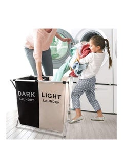 Generic Laundry Cloth Hamper Sorter Basket Black/White 60×60×39cm  - Image 2