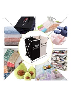 Generic Laundry Cloth Hamper Sorter Basket Black/White 60×60×39cm  - Image 3