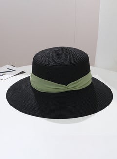 XIMI VOGUE Trendy Wide Brim Straw Beach Hat Black  - Image 1