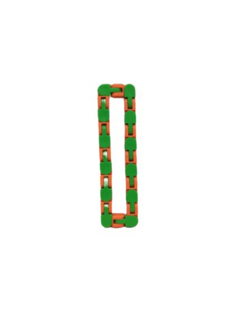 Generic - 36 Links Wacky Tracks Snap And Click Snake Puzzle Fidget Toy - Orange and Green - Image 1