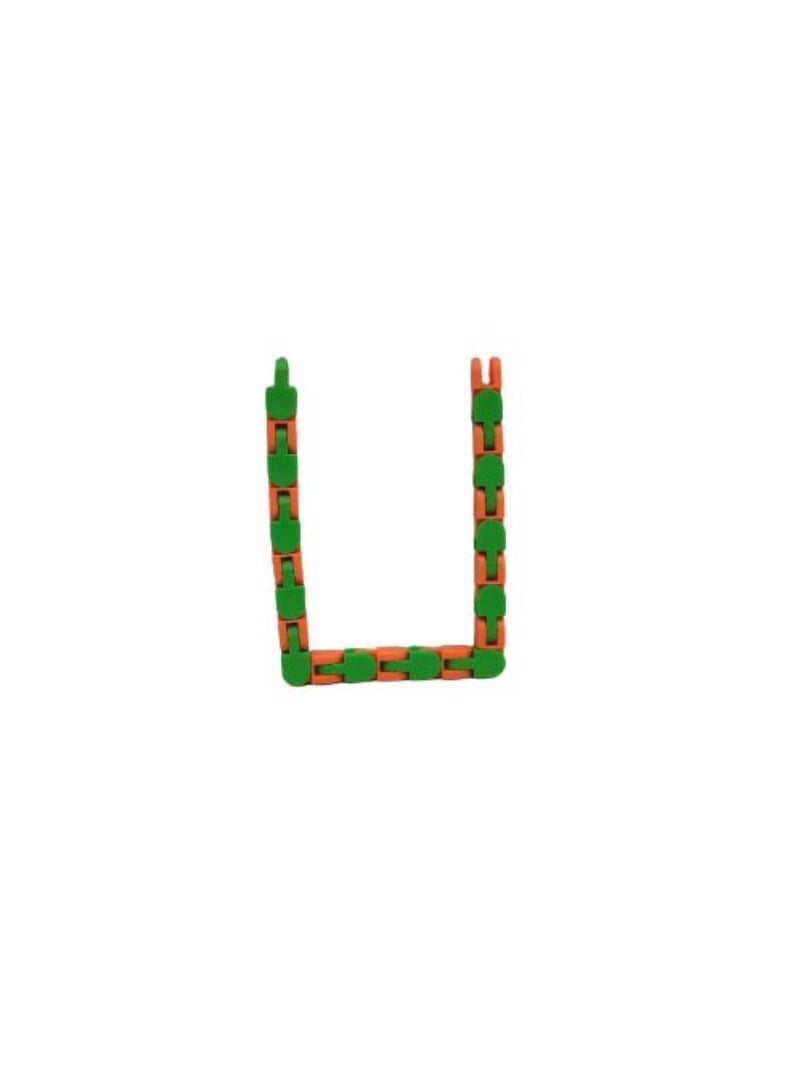 Generic - 36 Links Wacky Tracks Snap And Click Snake Puzzle Fidget Toy - Orange and Green - Image 1