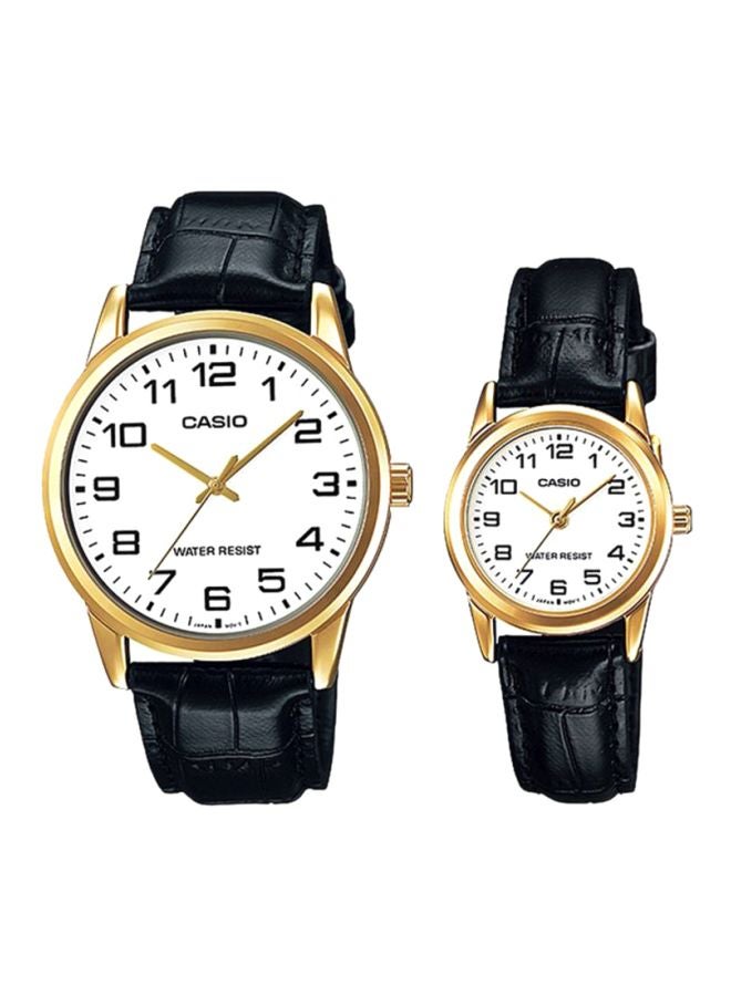 Water Resistant Analog Couple Watch Set MTP/LTP-V001GL-7BUDF - v1624449909/N14031437A_1